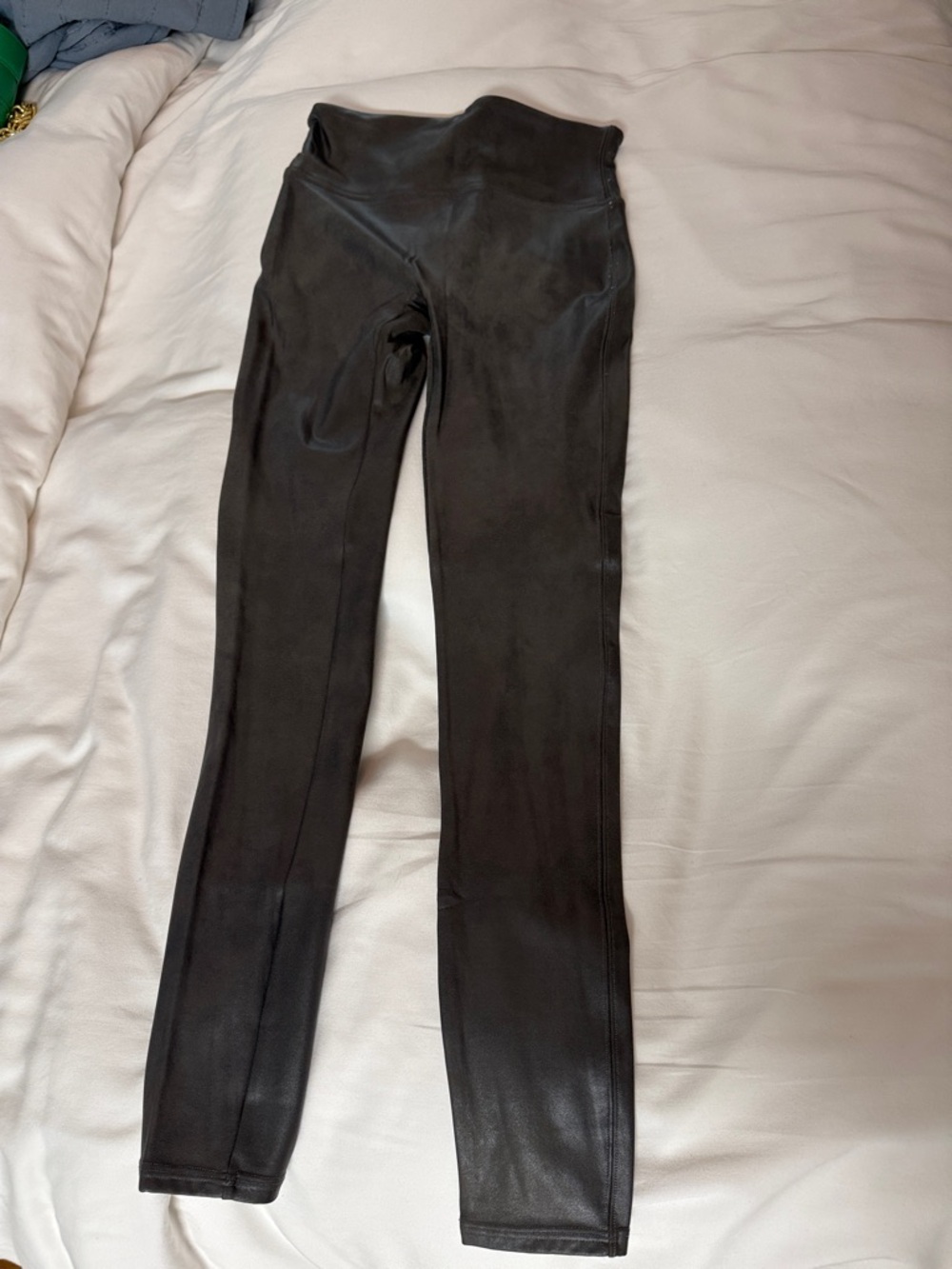SPANX charcoal grey Faux-Leather Leggings